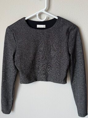 Kookai Glitter Silver Crop Top